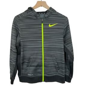 Nike Gray Space Dye Full Zip Hooded Track Jackets Neon Green Accents Sz XL Youth